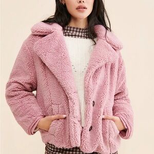Free people joplin cozy Women's Pink Sherpa Jacket